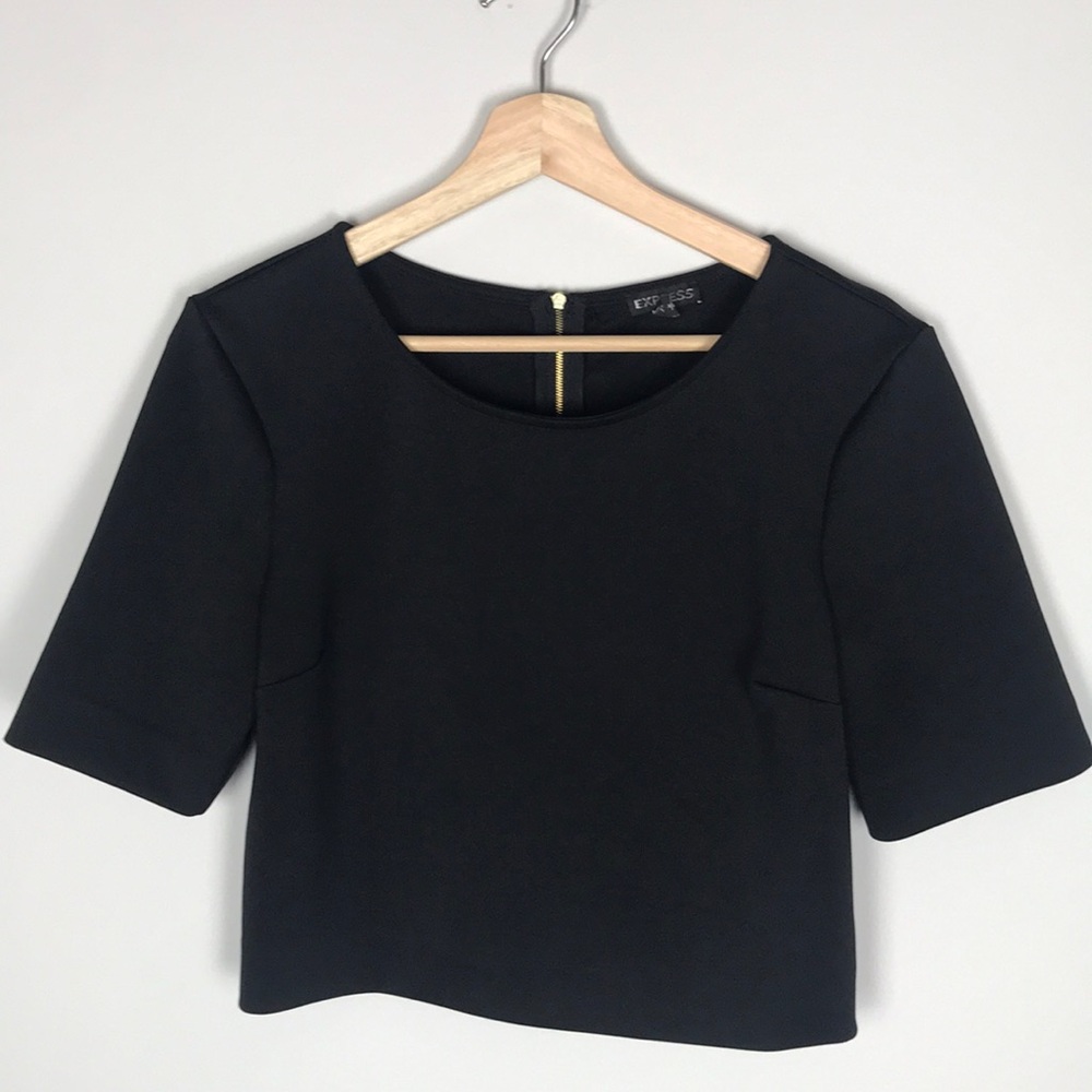 Express Black Cropped Boxy Top